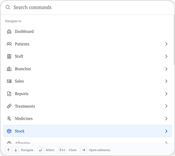 Command menu