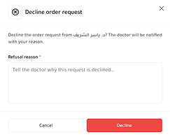 Decline order request with a reason