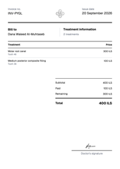 Printable patient invoice