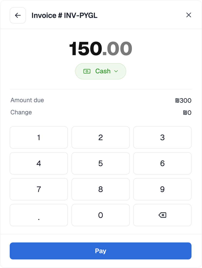 Cash payment keypad